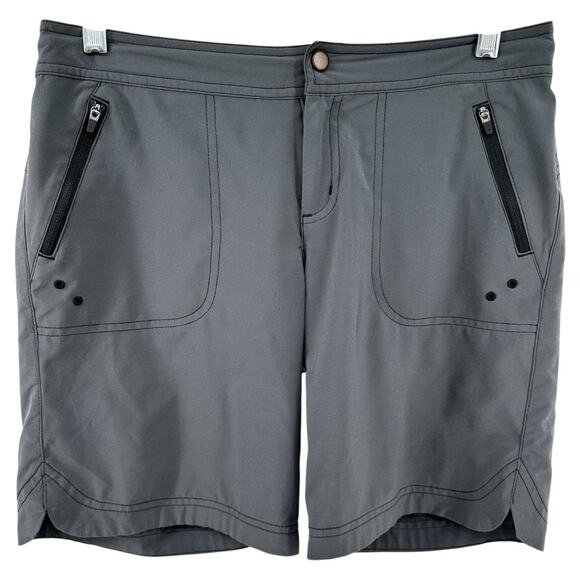 Title Nine Rogue Shorts 9" Bermuda Nimblene UPF 50 Mid Rise Zip Pockets Gray 2 - Picture 1 of 5